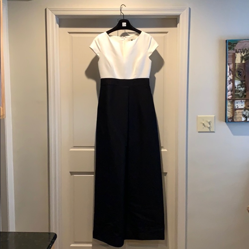 Ivory and Black Halston Heritage Evening Gown